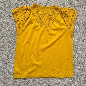 LOFT V-neck Eyelet Top